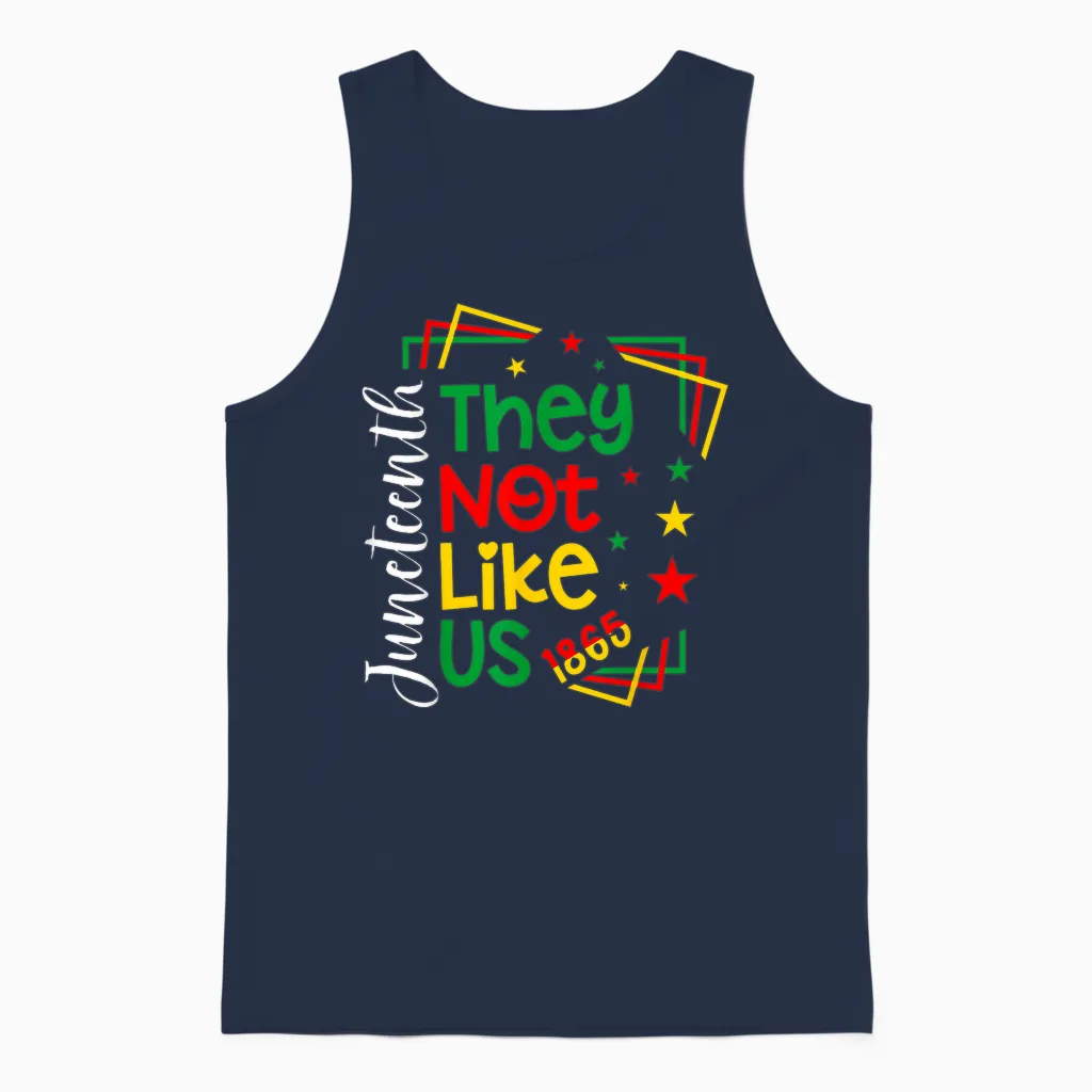 They Don't Like Us Shirt Juneteenth 1865 Pride Unisex Tank Top in Navy