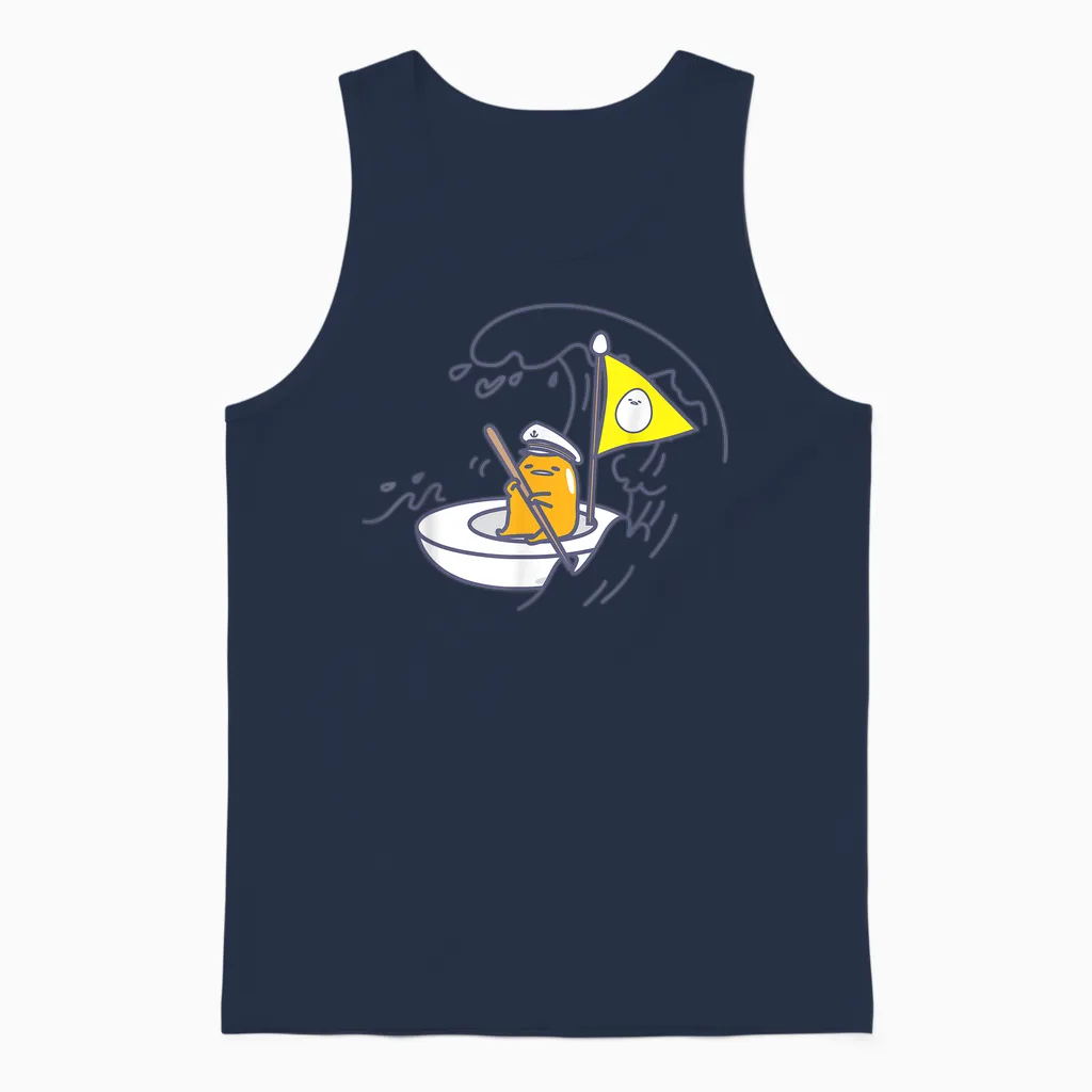 Gudetama the Lazy Egg Sail Away Unisex Tank Top in Navy