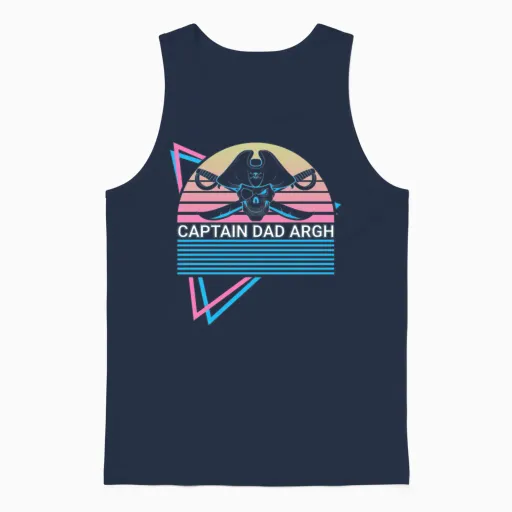Pirate Dad Retro Unisex Tank Top in Navy