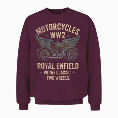 Royal Enfield Wd/re Classic Motorrad Ww2 Langarmshirt Unisex Sweatshirt - Maroon