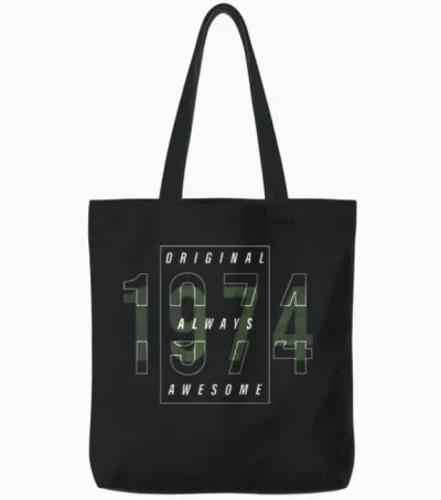 Original 1974 Year of Birth Urban Gift Vintage Tote Bags - Black