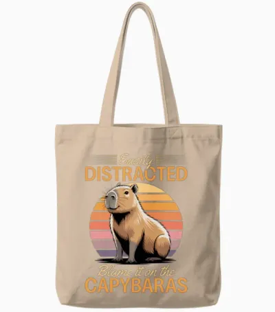 Funny Capybara Tote Bags - Natural