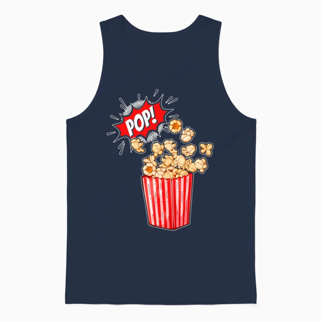 Retro Movie Popcorn Lover Unisex Tank Top in Navy