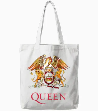 Queen Official Classic Crest T-Shirt, Black Tote Bags - White