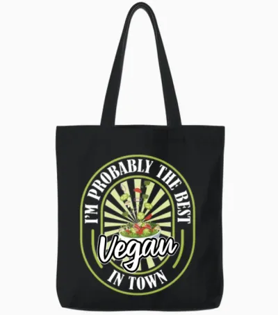 Vegan Funny Tote Bags - Black
