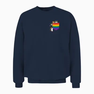 Lustiges Pocket Rainbow Cat Pride Queer Gay Csd Party Lgbtq Unisex Sweatshirt - Navy