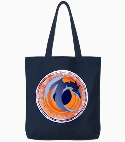 Dragon in the Vortex of Fire. Tote Bags - Navy