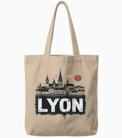Souvenir Vintage Lyon Landscape Retro Tote Bags - Natural