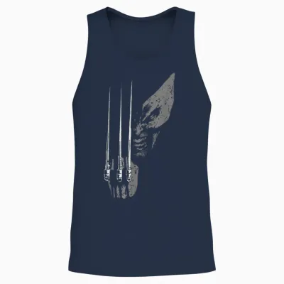 Marvel X-Men Wolverine Wild Side Distressed Face Shot Unisex Tank Top - Navy