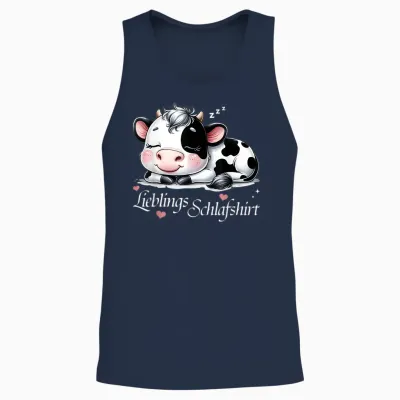 Kuh Schlafshirt Pyjama Schlafanzug Damen Mädchen Müde Kuh Unisex Tank Top - Navy