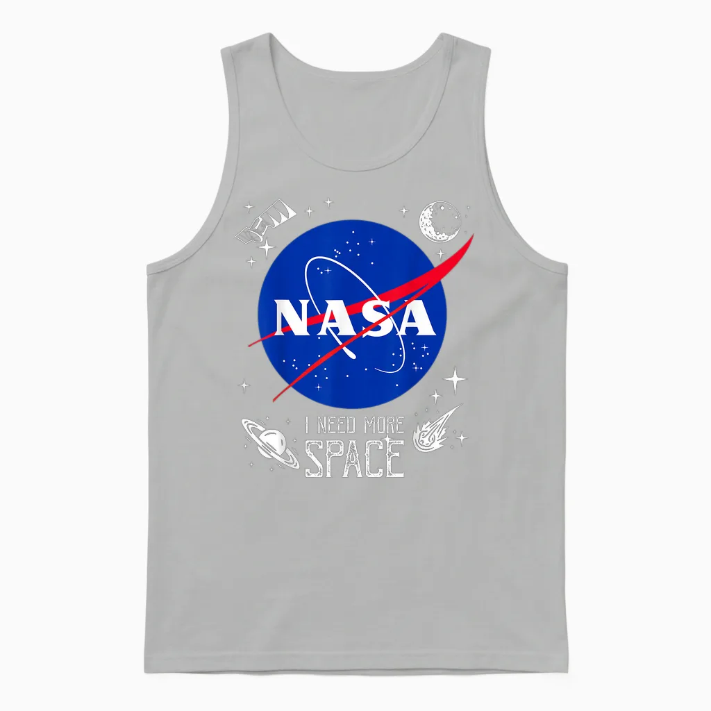 Nasa Meatball Logo Classic I Need More Space T-Shirt, Black, S Unisex Tank Top in Ash