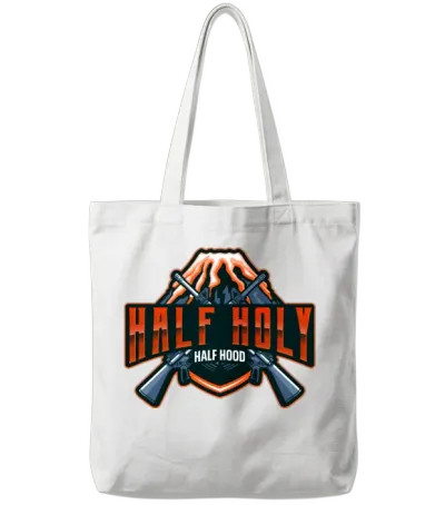 Half_holy_half_hood Tote Bags - White