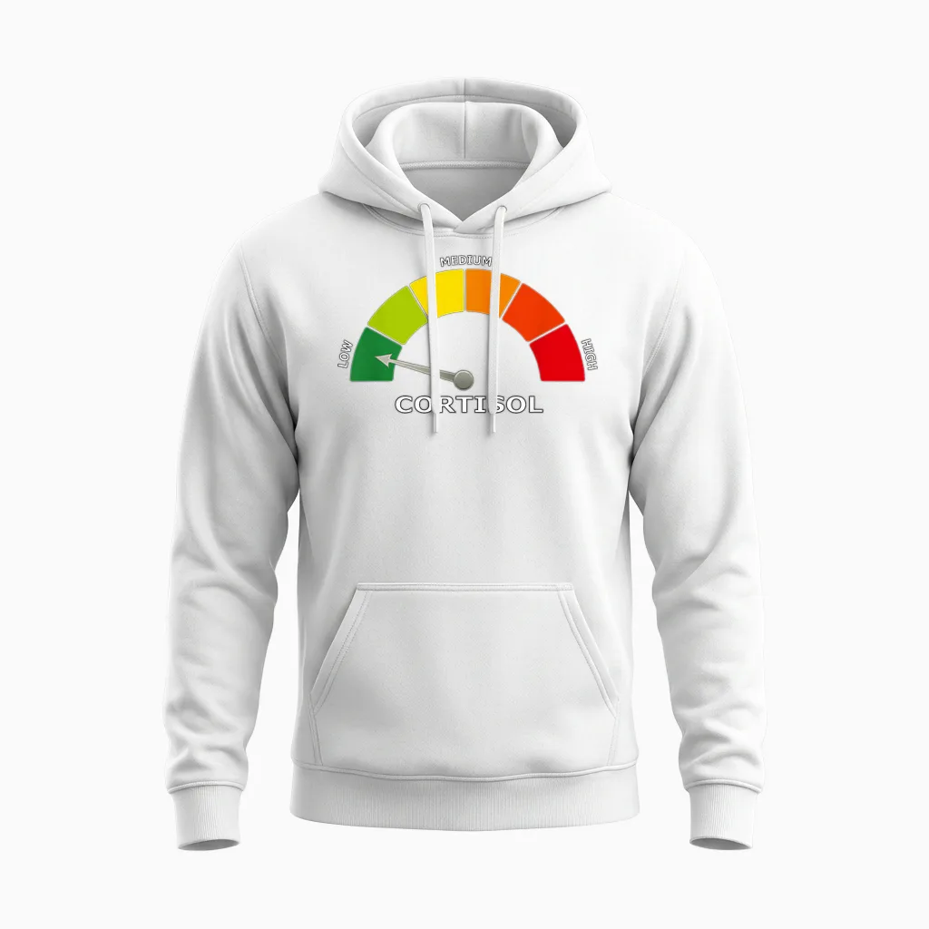 Low Cortisol Meter Funny Biology Psychology and Wellness Unisex Hoodie in White