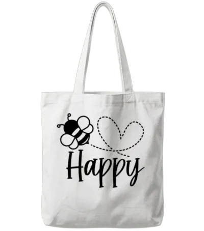 Bee Happy Tote Bags - White