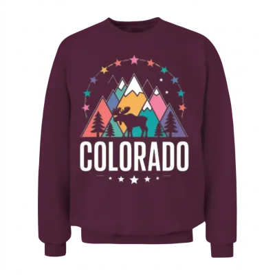 Colorado Mountain Sunset Unisex Sweatshirt - Maroon