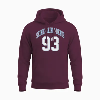 Seine-Saint-Denis 93 T-Shirt, Black, S Unisex Hoodie - Maroon
