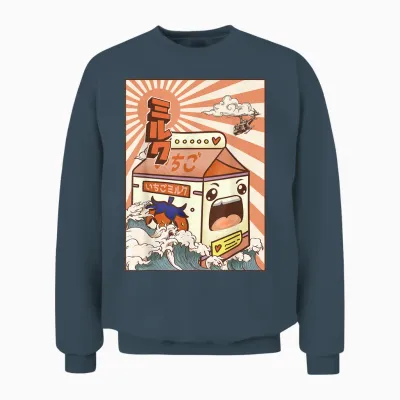 Japanese Kaiju Clothes Damen T-Shirt Schwarz Cartoon Monster Design, Traditionelle Japanische ästhetik, Kurzarm, Klein, Eu 41, 1 Count Unisex Sweatshirt - Dark Heather