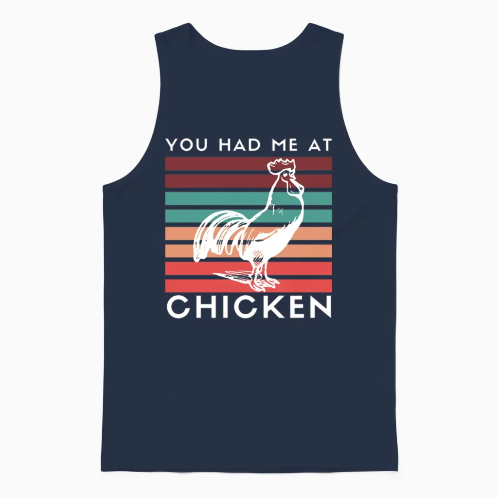 Funny Vintage Retro Chicken - Bird Lovers Unisex Tank Top in Navy