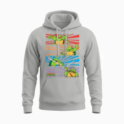 Mademark X Teenage Mutant Ninja Turtles - Raphael, Michaelangelo, Donatello and Leonardo Retro Style Unisex Hoodie - Ash