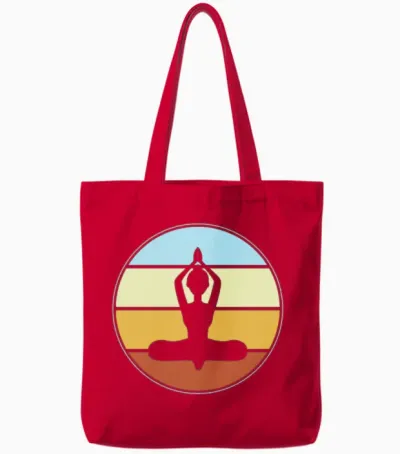 Meditation Retro Tote Bags - Red