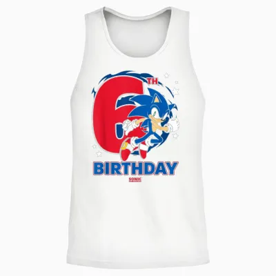 Sonic the Hedgehog Epic Sonic 6th Birthday Big Chest Logo Unisex Tank Top - White