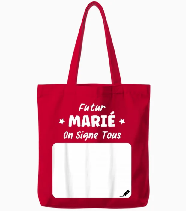 Evg Bachelor Party to Be Bride to Be Signed T-Shirt, Black Tote Bags in Red