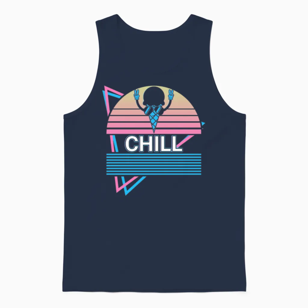 Ice Cream Retro Unisex Tank Top in Navy