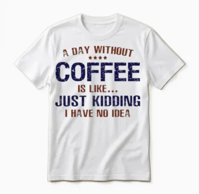A Day Without Coffee Funny Unisex T-Shirt - White