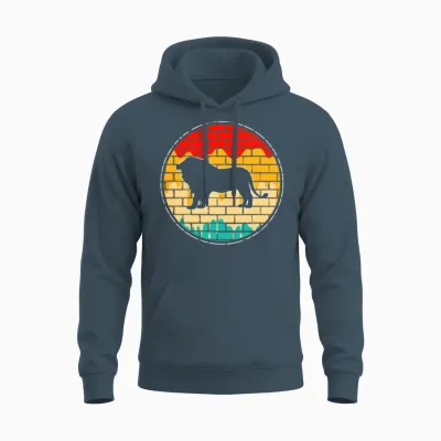 Lion Retro Unisex Hoodie - Dark Heather