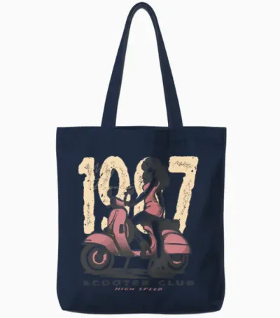 Scooter Club Retro Tote Bags - Navy