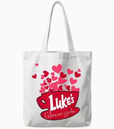 Gilmore Girls Luke's Cup Valentine Tote Bags - White