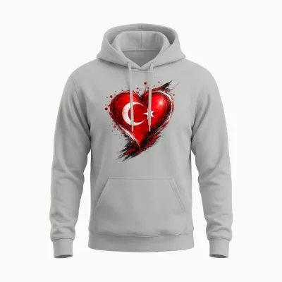 Türkei T-Shirt Mit Herz Türkische Flagge Türk Türkiye Unisex Hoodie - Ash