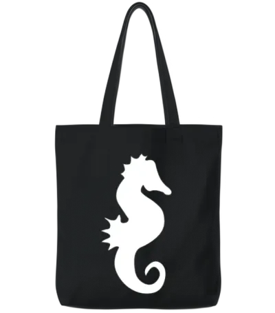 Sea Horse Vector Tote Bags - Black