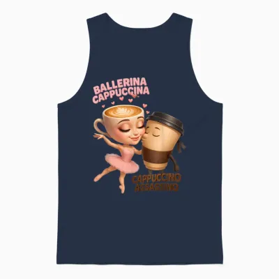 Italian Brainrot Ballerina Cappuccina Espresso Assassin Meme Unisex Tank Top - Navy