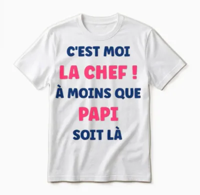 Kids Je Suis La Chef Funny Grandpa Little Girl Child T-Shirt, White, 2 Unisex T-Shirt - White