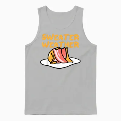 Gudetama Sweater Weather Bacon Unisex Tank Top - Ash