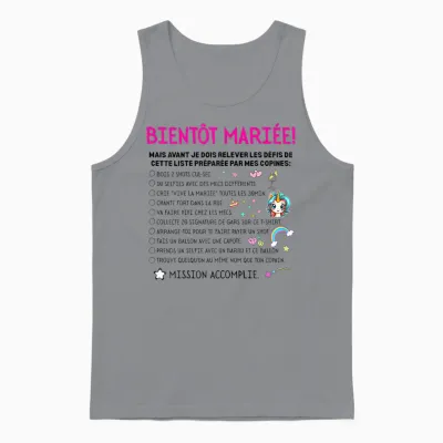 Evjf Liste Jeux Drôle Enterrement De Vie De Jeune Fille Unisex Tank Top - Sport Grey