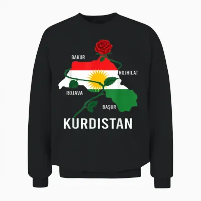Kurdistan-Flagge Nowruz, Bakur Rojava Bashur, I Love Kurdistan Unisex Sweatshirt - Black