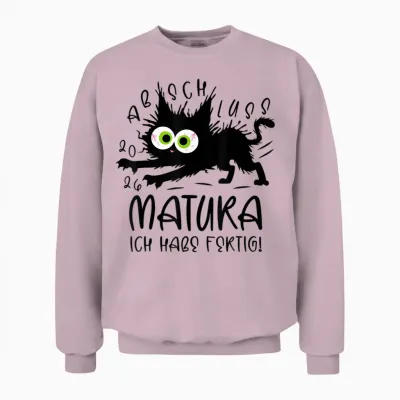 Matura 2026 Ich Habe Fertig Katze Schule Abschluss Geschafft Unisex Sweatshirt - Light Pink