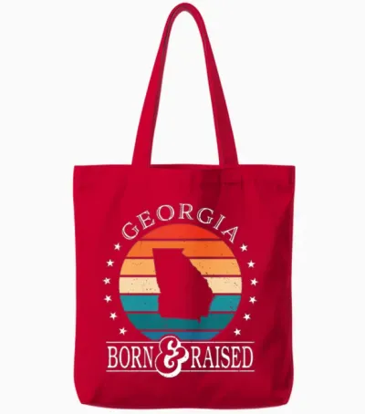Born & Raised Georgia Usa State Pride Tote Bags - Red