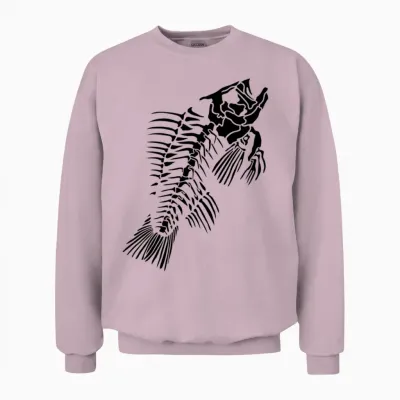 Fish Skeleton Unisex Sweatshirt - Light Pink