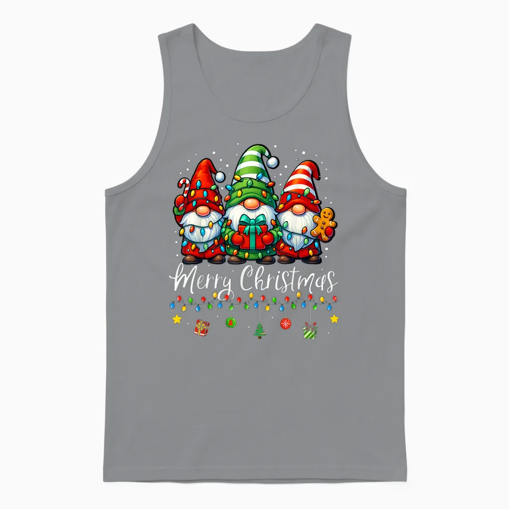Gnomes Xmas Shirts Merry Christmas Gnome Men Women Unisex Tank Top in Sport Grey