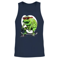 Skater Froggie Unisex Tank Top - Navy – 2