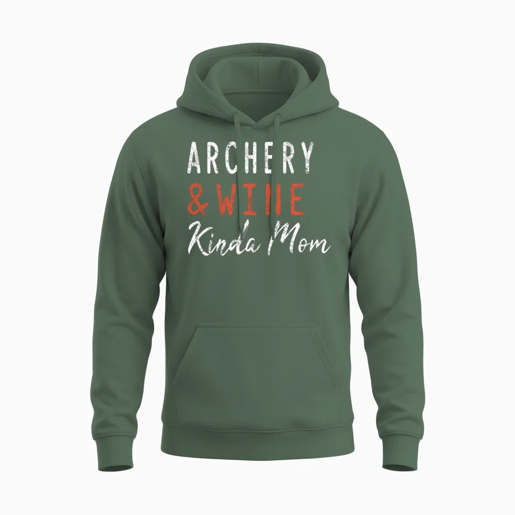 Archery and Wine Kinda Mom - & Beer Unisex Hoodie in Military Green