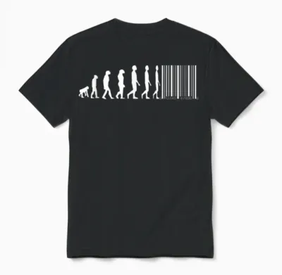 Evolution Von Affen Zum Menschen Mit Barcode Unisex T-Shirt - Black