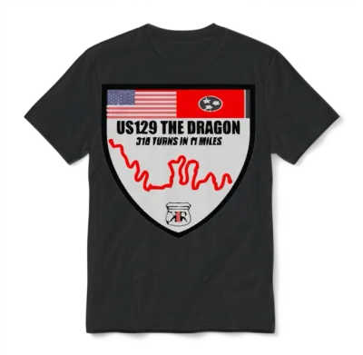 Us129 the Dragon Tail of Deals Gap Shield 2sided Unisex T-Shirt - Black