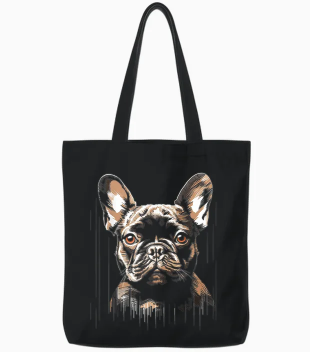 Französische Bulldogge Motiv Pet Art Hund Französische Bulldogge Tote Bags in Black