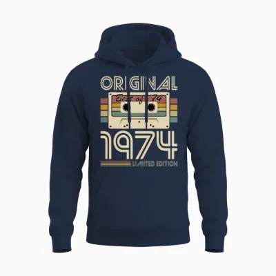 50th Birthday Vintage 1974 Original 1974 Unisex Hoodie - Navy