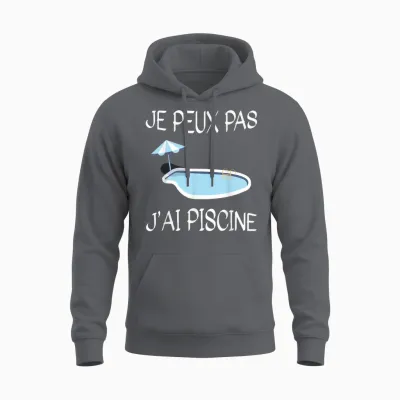 Je Peux Pas J'ai Piscine Funny Swim Gift Swimmer T-Shirt, Black, S Unisex Hoodie - Charcoal