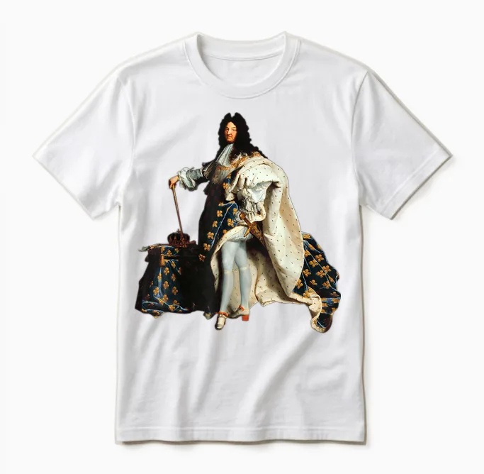 Louis Xiv, Louis 14, French King Royalist Fleur De Lys T-Shirt, Black, S Unisex T-Shirt in White